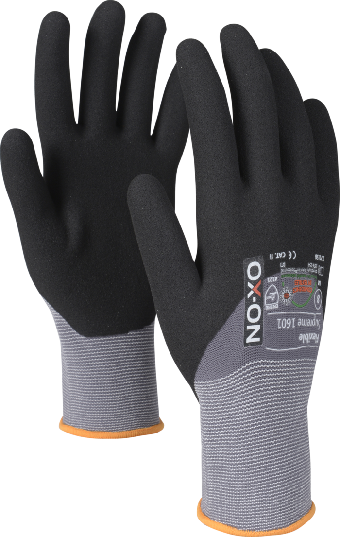 OX-ON Flexible Supreme 1601 бесшовные перчатки с нитриловым покрытием CE 8 размер
