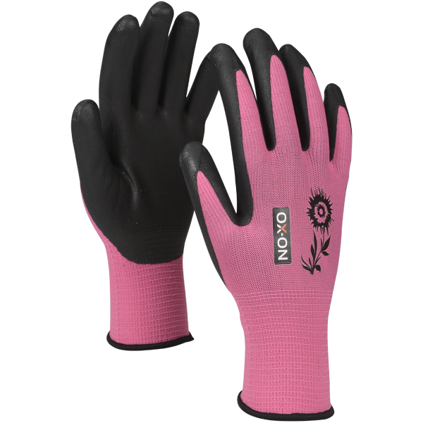 OX-ON Garden Comfort 5301 трикотажные перчатки с резиновым покрытием, розовые, CE 7 размер