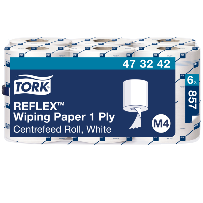 Tork Reflex Midiroll M4 roku dvieļi 1-kārta, 300m/rul., 857 loksnes, balts