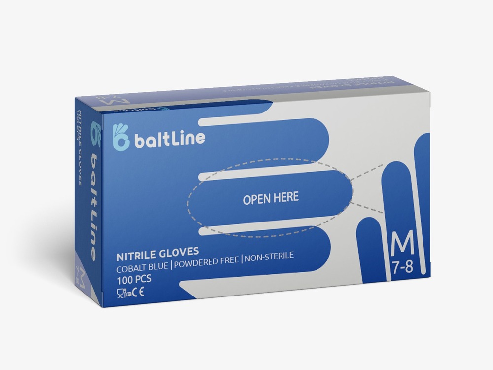 BaltLine nitrila cimdi M izmērs 100 gab., violeti, nepūderēti