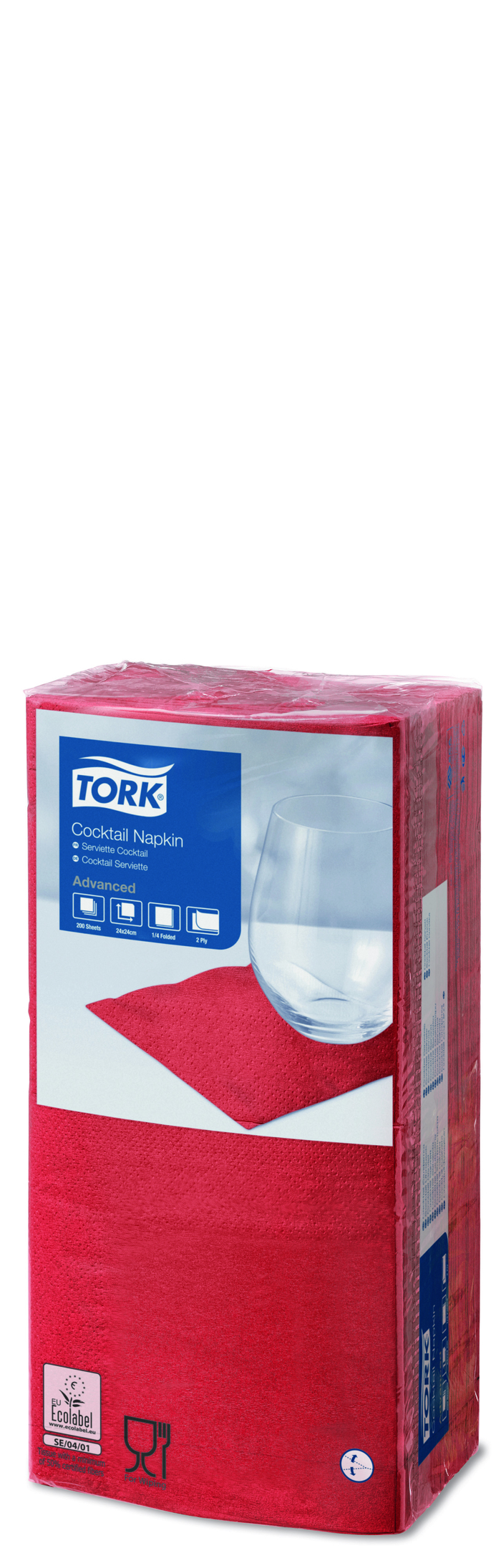 Tork Cocktail салфетки красные 24 х 24 см