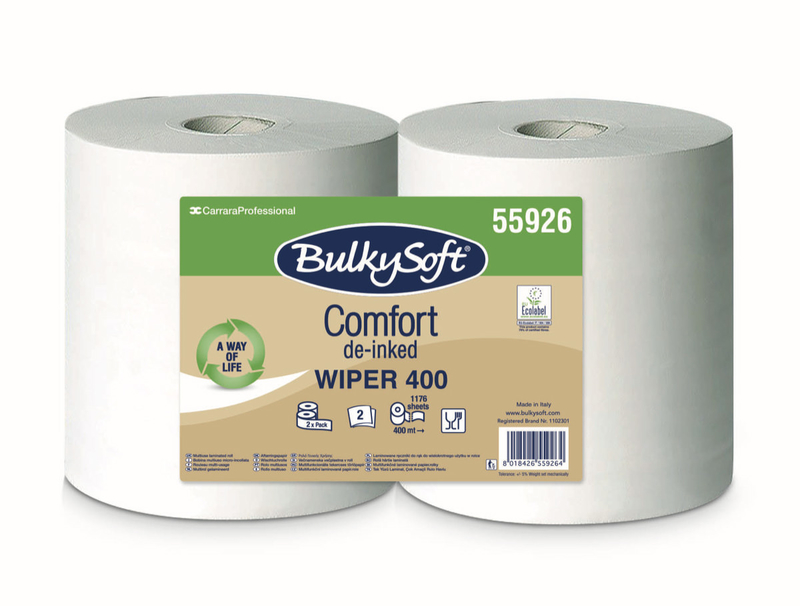Bulkysoft Comfort industriālais papīrs 400m 2-kārt. 24cm balts