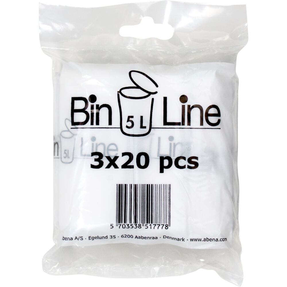 Мешки для мусора BINLINE 5л 34x39 см, 10мкр LLDPE, 3x20 шт. прозрачные