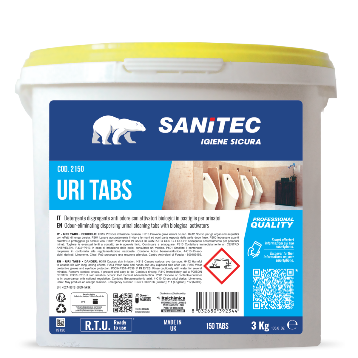 Sanitec pisuāra tabletes 150 gab. 3 kg