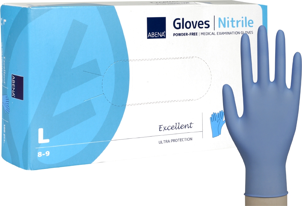 Abena Excellent нитриловые перчатки L размер, 100 шт.  синие, без пудры