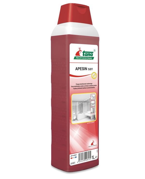 APESIN SAN 2 in1 жидкий дезинфицирующий очиститель для санитарных зон 1л