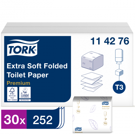 Tork Bulk Pack Premium туалетная бумага 252 салф. 19x11см, 2 слоя, T3
