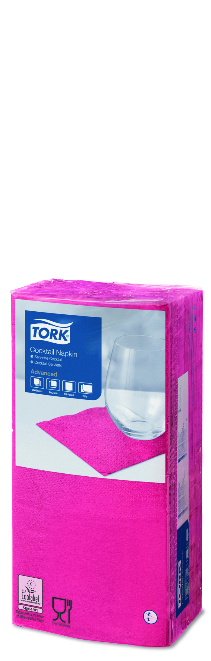 Tork Cocktail galda salvetes 24/2/200gab. roza