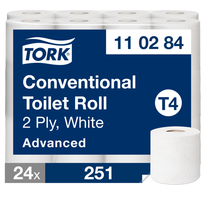 Tork Advanced T4 двуслойная туалетная бумага, 35м, 24 рулона, белая, 248 листов