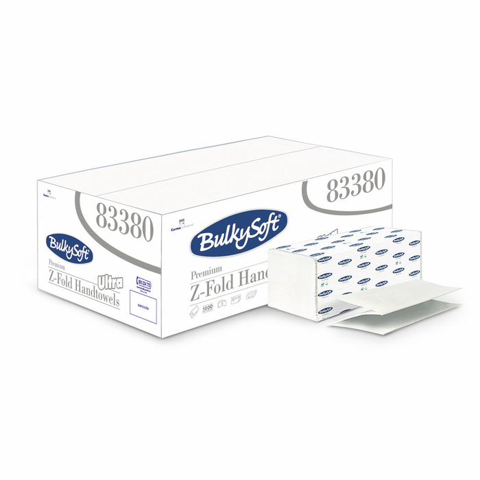 Bulkysoft Premium двухслойные бумажные полотенца Z сложения,150 салф., 21,5x24см