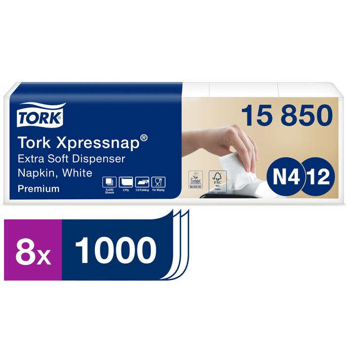 Tork Xpressnap Premium белые салфетки для дозаторов, ультрамягкие, 200 шт., N4