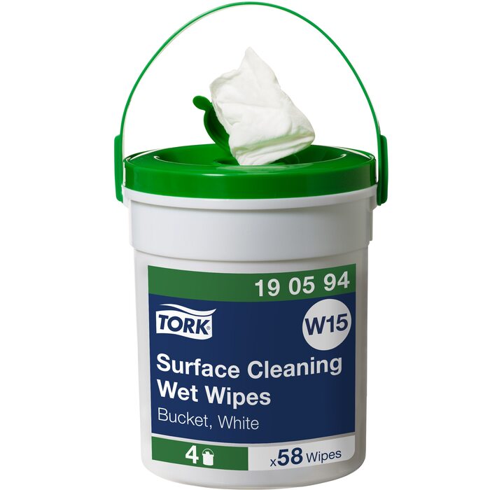 Tork Premium влажные чистящие салфетки для поверхностей в ведерке, 58 шт. W15