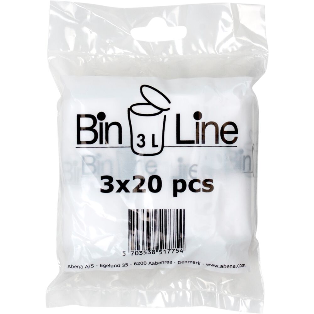 Atkritumu maisi BINLINE 3L.29x35cm, 10 mkr, LLDPE, 20 gab./rul. caurspīdīgi, 3 ruļļi