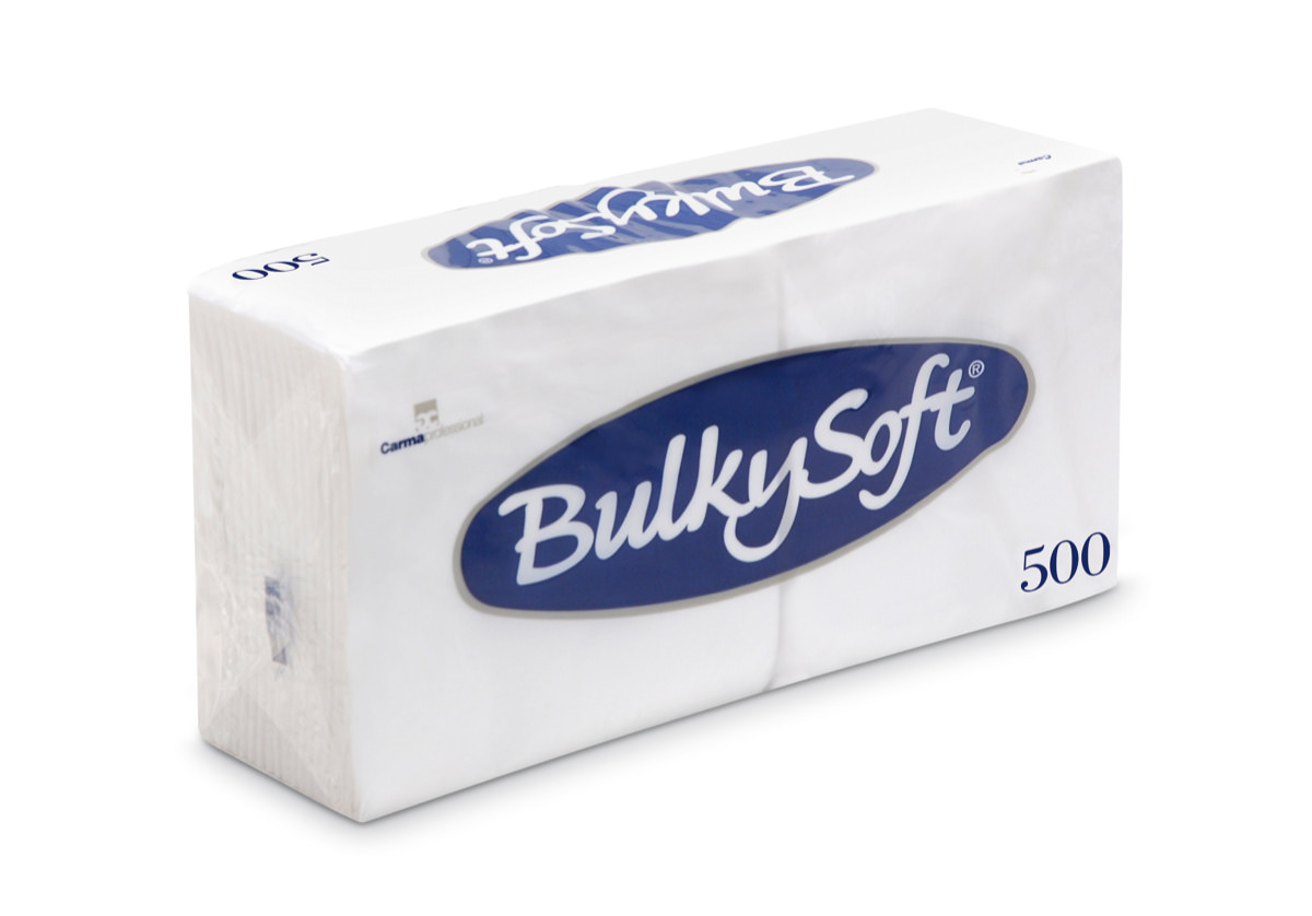 Bulkysoft papīra salvetes 24x24cm,1 kārta, 500 gab., baltas