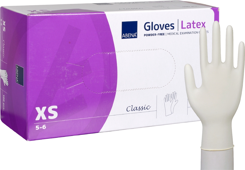 Abena латексные перчатки без пудры размер XS, 100 шт.