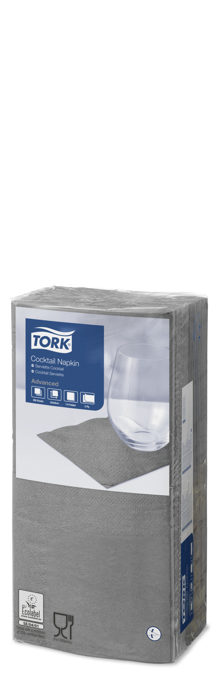 Tork Cocktail galda salvetes 24/2/200 gab. pelēkas