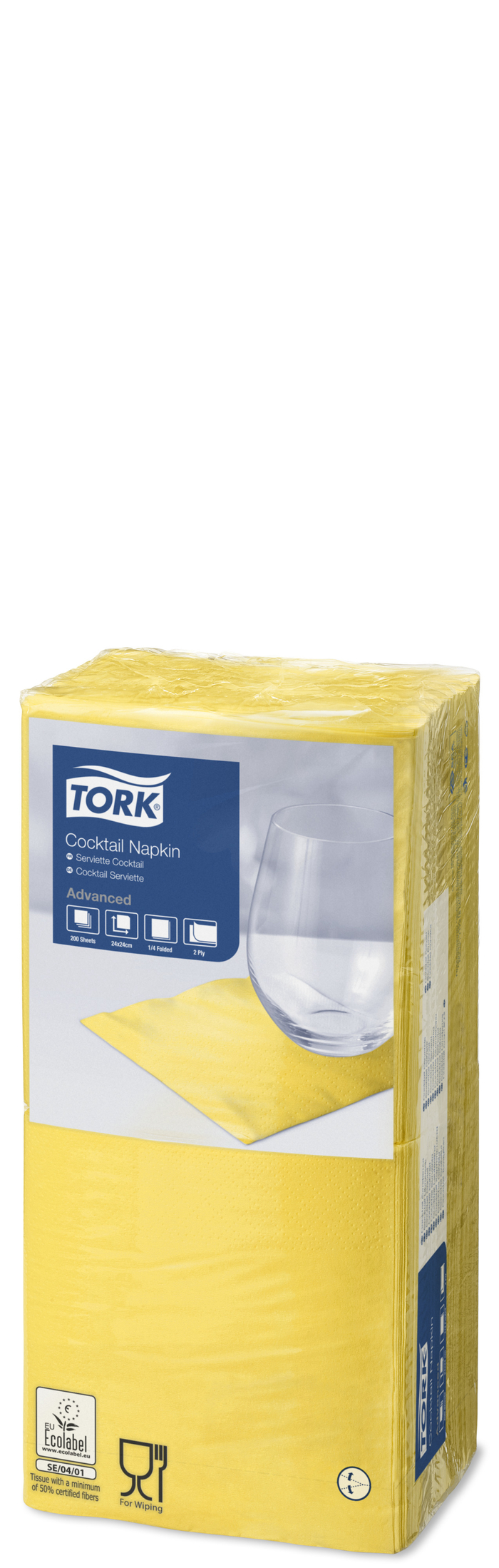 Tork Cocktail galda salvetes 24/2/200gab. dzeltenas