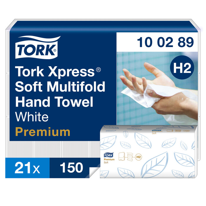 Tork Premium Soft двухслойные бумажные полотенца Z сложения 150шт., 25,5x21,2cm H2
