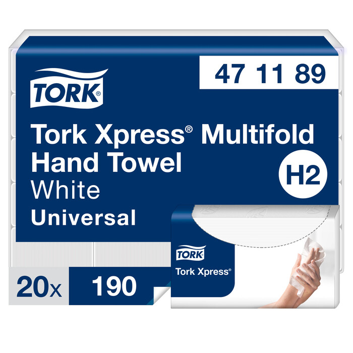 Tork Xpress двухслойные бумажные полотенца Z сложения 190 шт., 23,4 x19,7см, H2