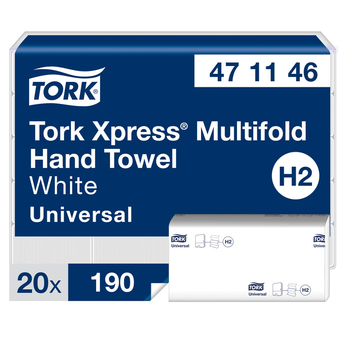 Tork Xpress двухслойные бумажные полотенца Z сложения,190 шт. 23x21см