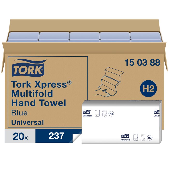 Tork Universal бумажные полотенца Z-сложения, синие, 237 шт., 2 слоя, 23.4x21,3 см (adv H2)