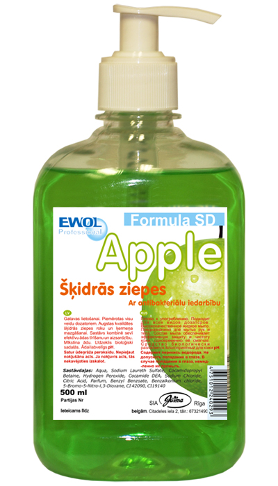 EWOL šķidrās ziepes ar antibakteriālu iedarbību, ābols, 500ml