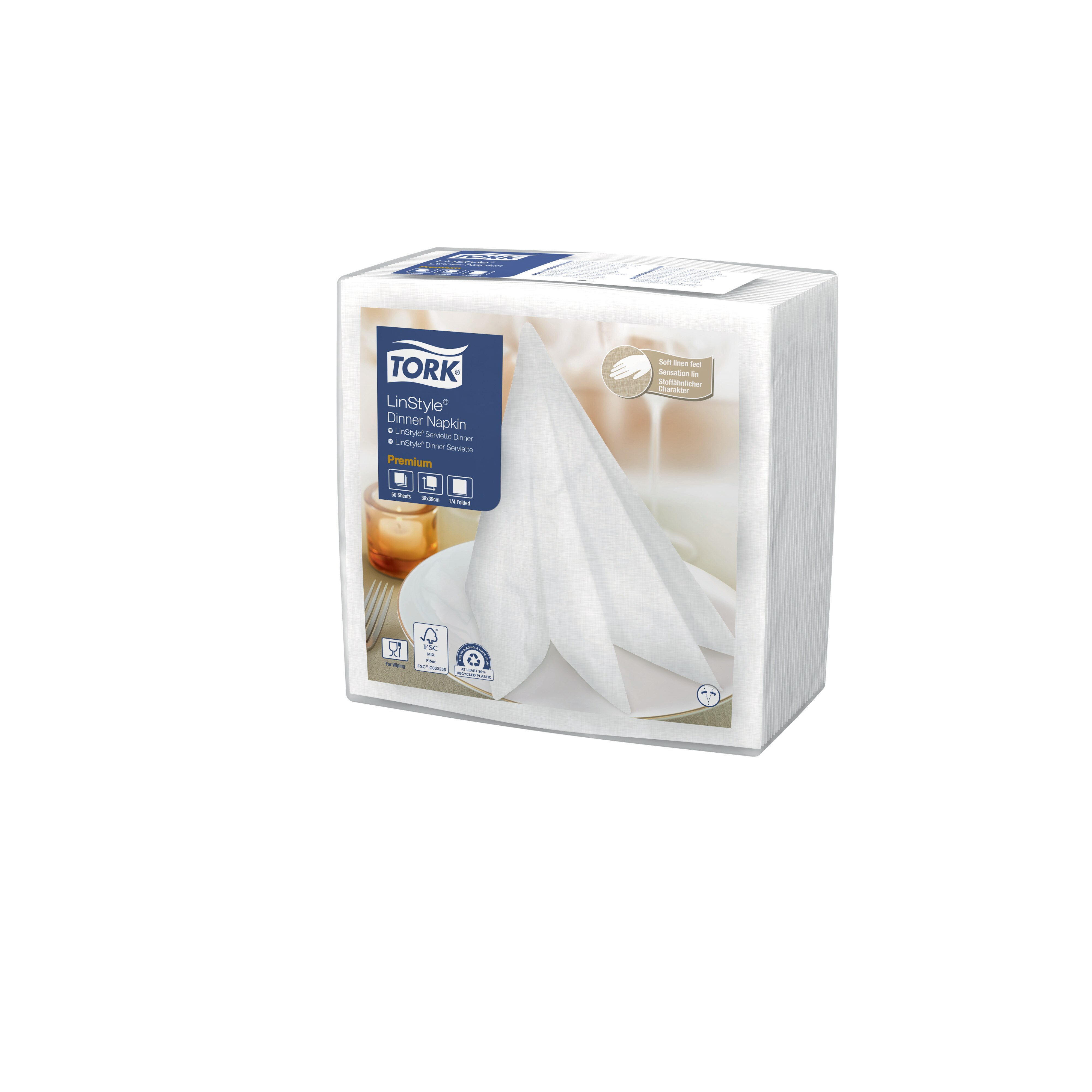 Tork Premium LinStyle белые салфетки 1/4слож. 50 шт.