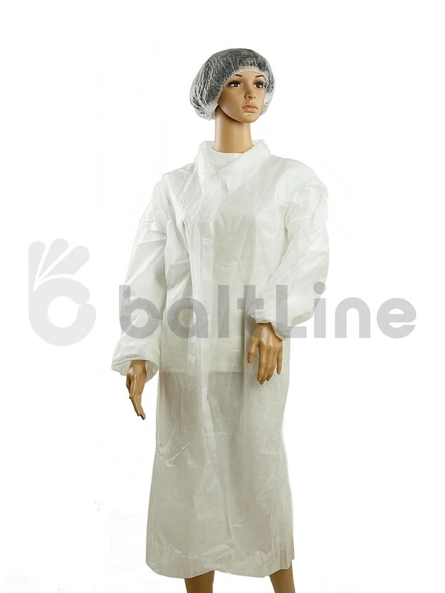 BaltLine halāts 2XL, PP ar velcro, balts, 1 gab. 100x140cm