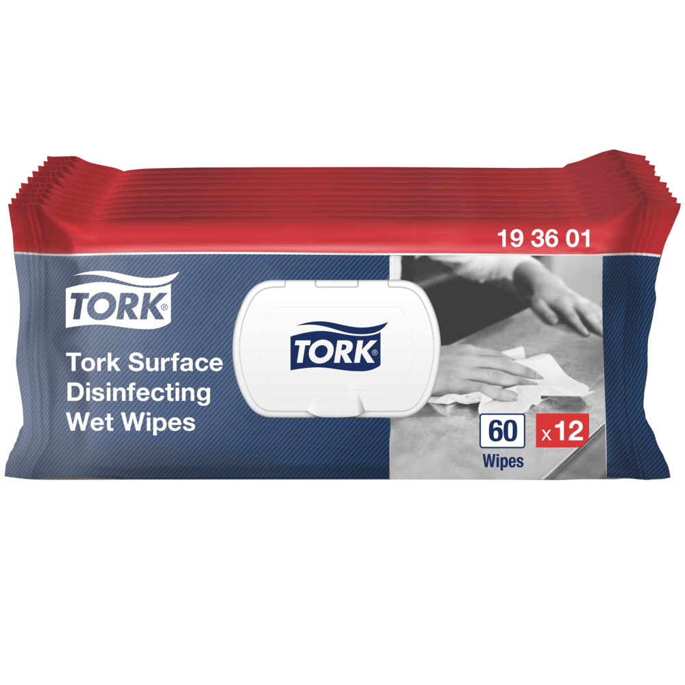 Tork mitrās virsmu dezinficēšanas salvetes 60 gab. 1 kārta 19 x 36 cm W20