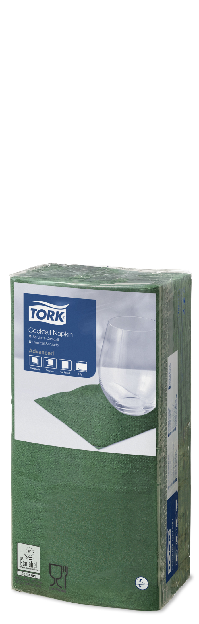 Tork Cocktail galda salvetes 24/2/200gab. tumši zaļas
