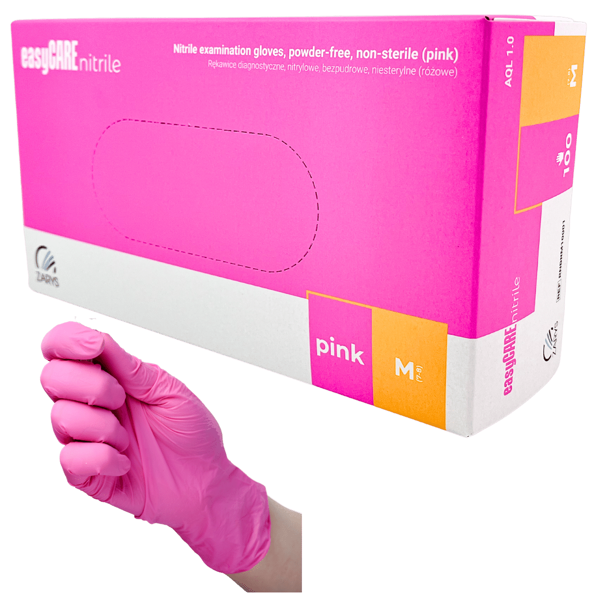 EasyCARE нитриловые перчатки M размер, розовые 100 шт., без пудры