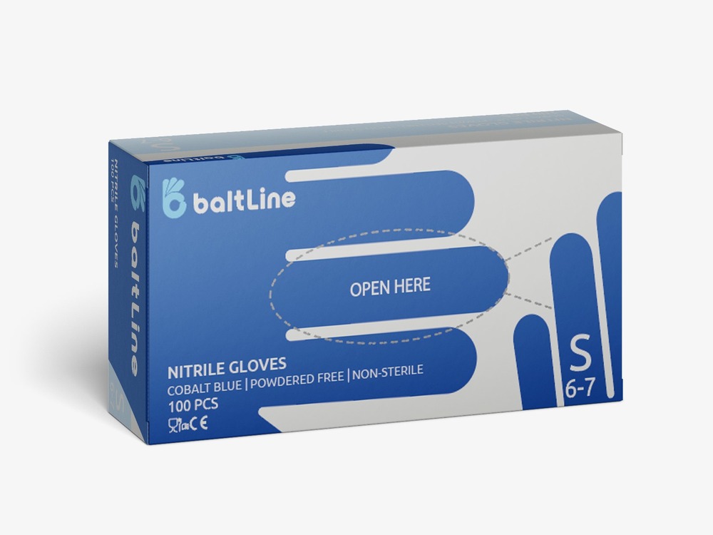 BaltLine nitrila cimdi S izmērs 100 gab., violeti, nepūderēti