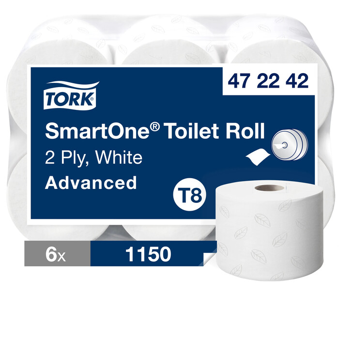 Tork SmartOne tualetes papīrs 207m, 2-kārt, 1150 loksnes, T8