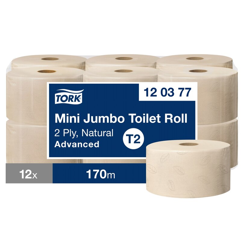 Tork Advanced Mini Jumbo туалетная бумага, 170м, 2 слоя, натуральный цвет, T2