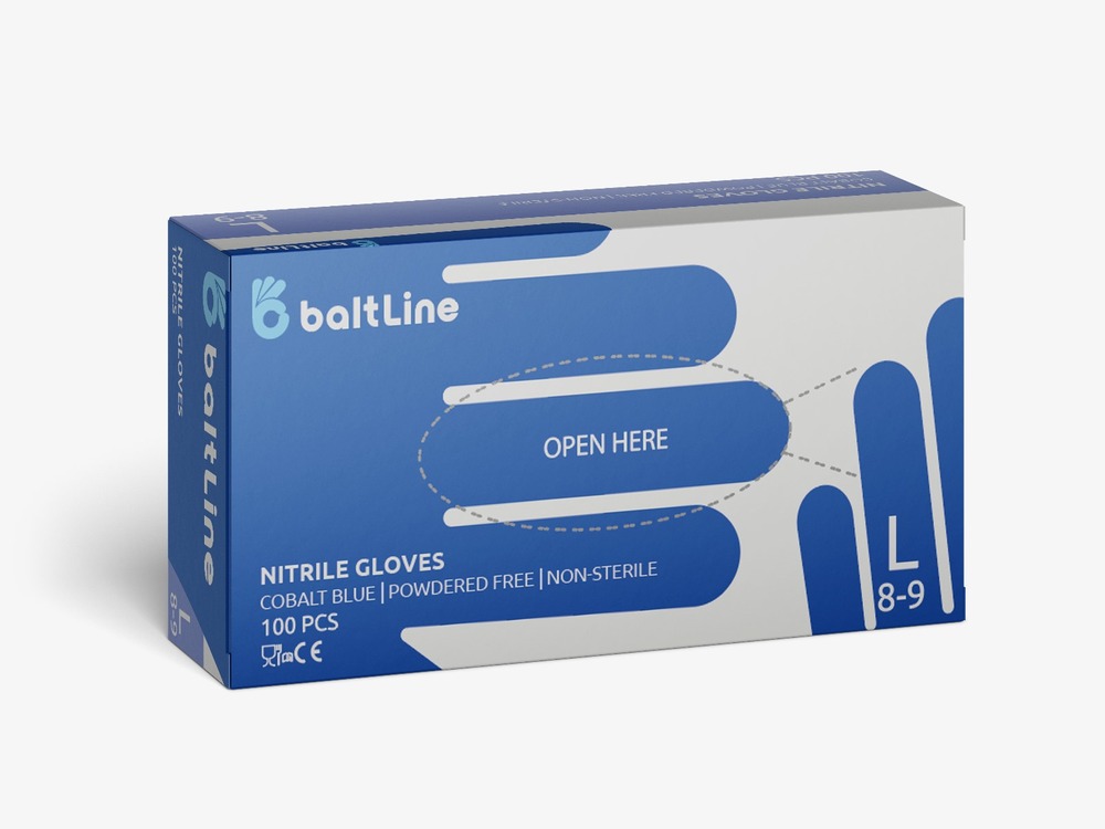 BaltLine nitrila cimdi L  izmērs 100 gab., violeti, nepūderēti