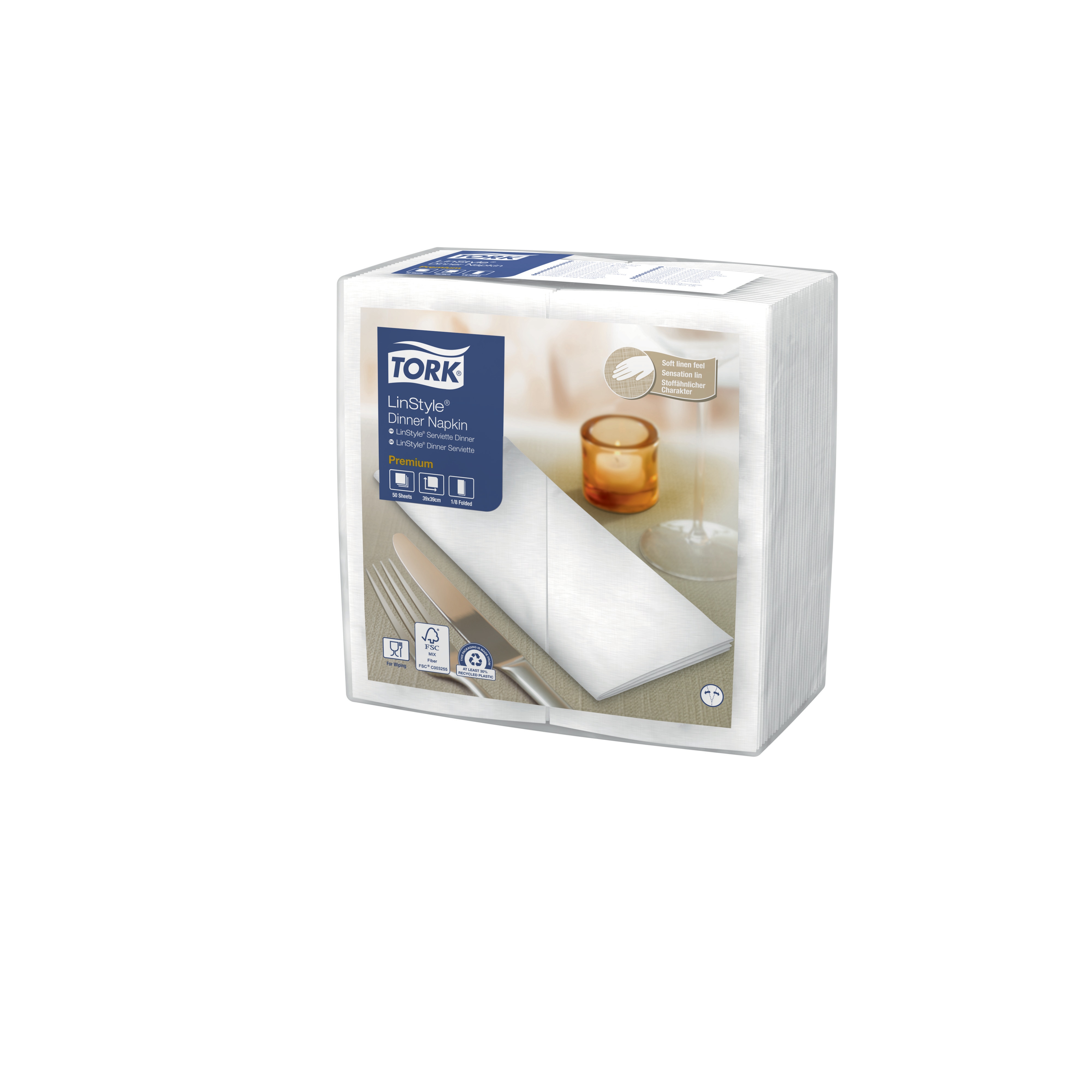 Tork Premium LinStyle baltas salvetes 1/8 loc., 50 gab.  