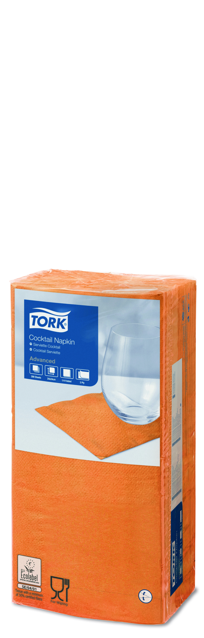 Tork Cocktail салфетки оранжевые 24 х 24 см