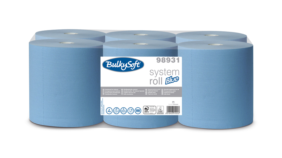 Bulkysoft System roku dvieļi 230m 2-kārtas 820 loksnes, zili