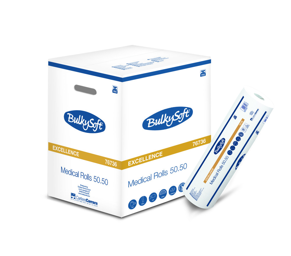 Bulkysoft кушетная простыня с перфорацией, 147 листов, 50см x 50м, 2 слоя, белая