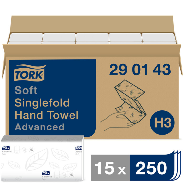 Tork Advanced V-fold roku dvieļi 250 salv. 2-kārtas, 23,8x22,6cm (adv H3)