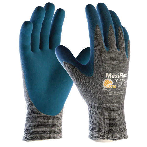 MaxiFlex Comfort 34-924 ATG bezšuvju adīti cimdi ar nitrila pārklājumu, CE 10 izmērs