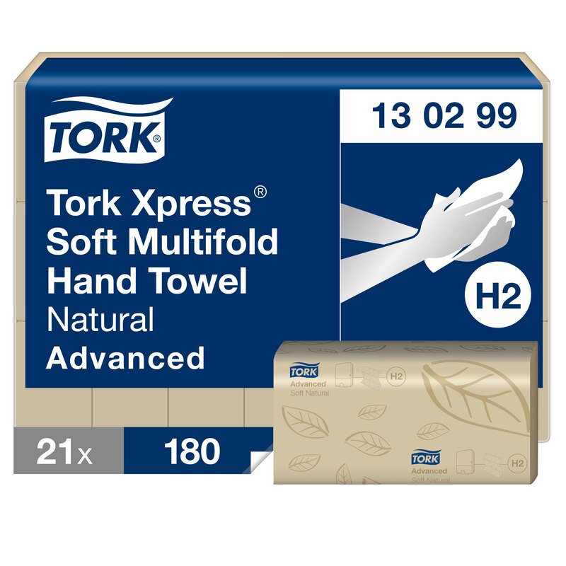 Tork Advanced бумажные полотенца натурального цвета, Z сложения, 180 шт., 2 слоя, 24 x 21,3см, H2