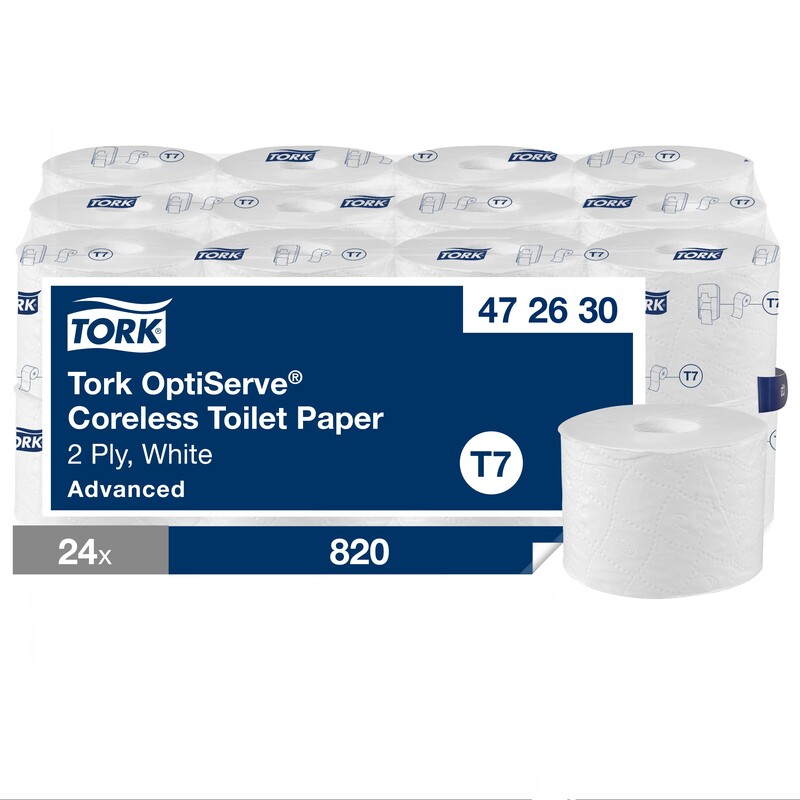 Tork OptiServe Advanced bezserdeņa tualetes papīrs 94,3 m, 2-slāņu., perf., T7